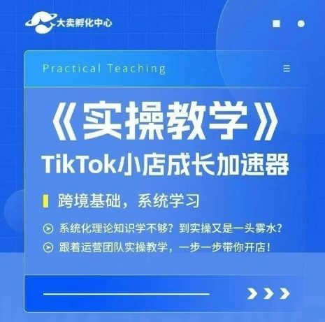 大卖家孵化中心TikTok实操课，TikTok小店成长加速器，跨境基础系统学习，一步一步带你开店-92资源网