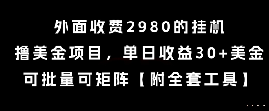 外面收费2980的挂G撸美金项目，单日收益30+美金，可批量可矩阵【揭秘】-92资源网