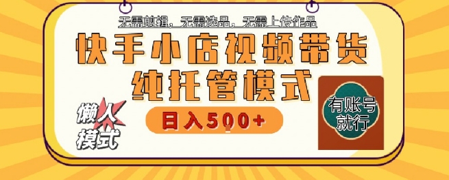 快手小店托管代运营，无需剪辑，无需选品，无需上传作品，全程无需操作，轻松月入5k+【揭秘】-副业项目资源网