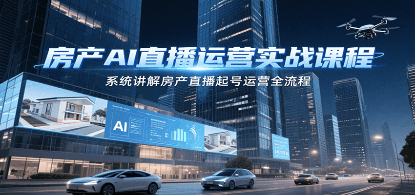 房产AI直播运营实战课程，系统讲解房产直播起号运营全流程-副业项目资源网