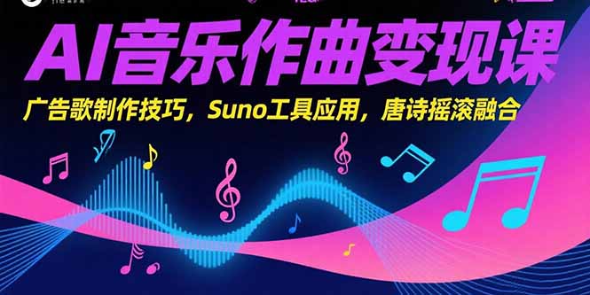 AI音乐作曲变现课，广告歌制作技巧，Suno工具应用，唐诗摇滚融合-副业项目资源网