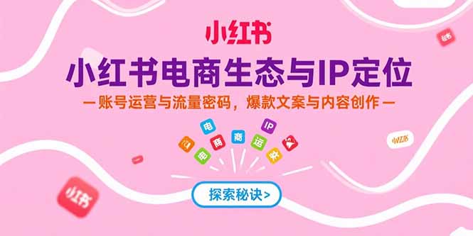 小红书电商生态与IP定位，账号运营与流量密码，爆款文案与内容创作-副业项目资源网