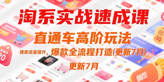 淘系实战速成课，直通车高阶玩法，搜索流量提升，爆款全流程打造(更新7月-副业项目资源网