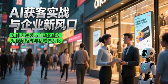 AI获客实战与企业新风口，实体店逆袭与自动化成交 短视频矩阵与私域体系化-副业项目资源网