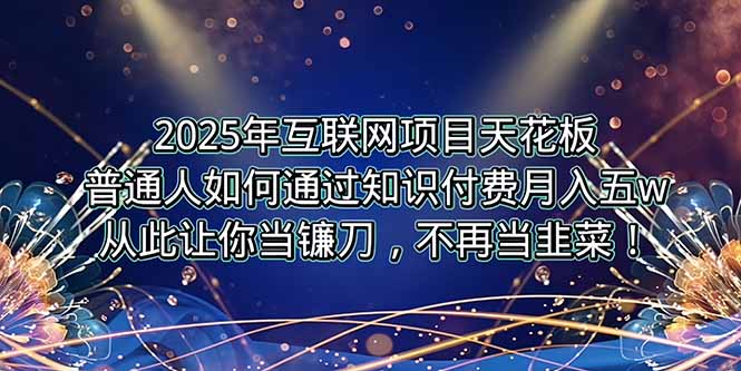 2025年互联网项目天花板，普通人如何通过卖项目实现逆风翻盘，月入5W＋！-副业项目资源网