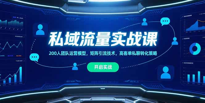 私域流量实战课，200人团队运营模型，矩阵引流技术，高客单私聊转化策略-副业项目资源网