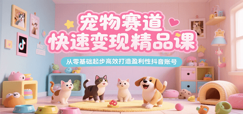 宠物赛道快速变现精品课，从零基础起步高效打造盈利性抖音账号-副业项目资源网