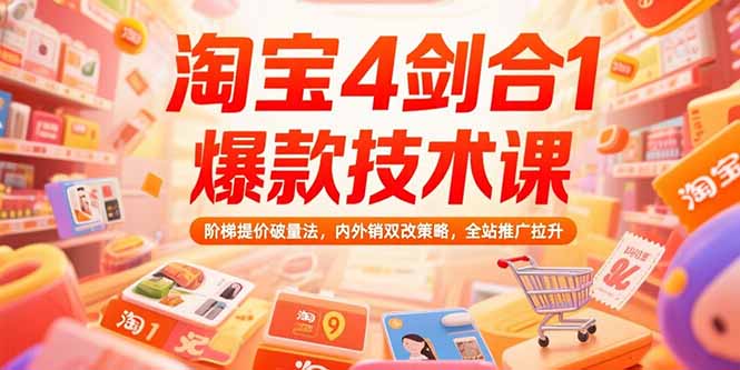 淘宝4剑合1爆款技术课73期：阶梯提价破量法，内外销双改策略 全站推广拉升-副业项目资源网
