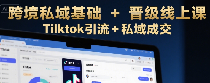 跨境私域基础+晋级线上课，Tilktok引流+私域成交-副业项目资源网