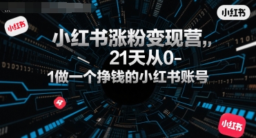 小红书涨粉变现营，21天从0-1做一个挣钱的小红书账号-副业项目资源网