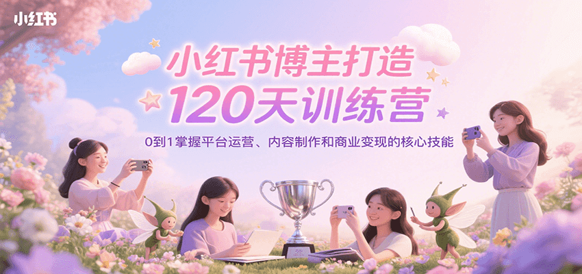 小红书博主打造120天训练营，0到1掌握平台运营、内容制作和商业变现-副业项目资源网
