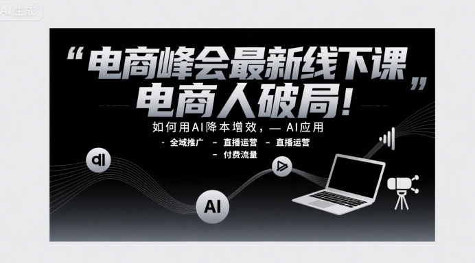 电商峰会最新线下课，电商人破局，如何用AI降本增效，AI应用-全域推广-直播运营-付费流量-副业项目资源网