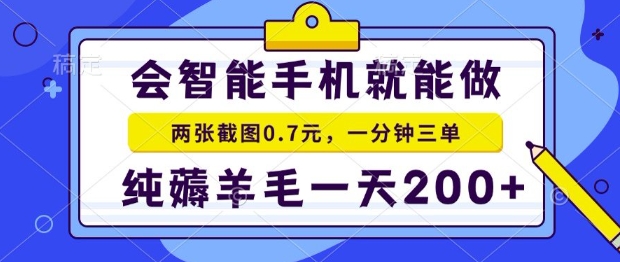 2025年零撸手机项目，二十秒一单，纯薅羊毛，一天200+做就有【揭秘】-副业项目资源网