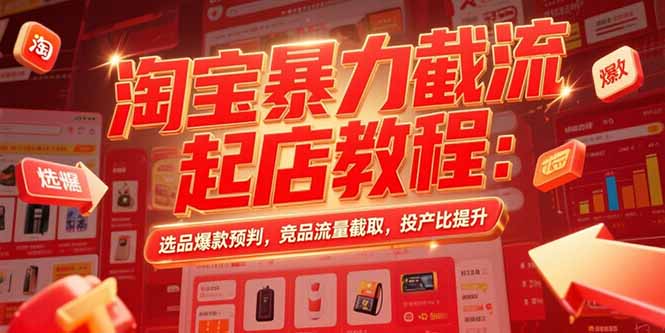 淘宝暴力截流起店教程：选品爆款预判，竞品流量截取，投产比提升-副业项目资源网