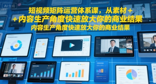短视频矩阵运营体系课，从素材+内容生产角度快速放大你的商业结果-副业项目资源网