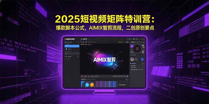 2025短视频矩阵特训营：爆款脚本公式，AIMIX智剪流程，二创原创要点-副业项目资源网