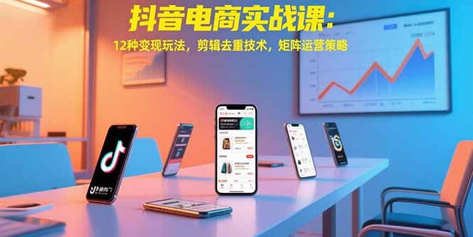 抖音电商实战课：12种变现玩法，剪辑去重技术，矩阵运营策略-副业项目资源网