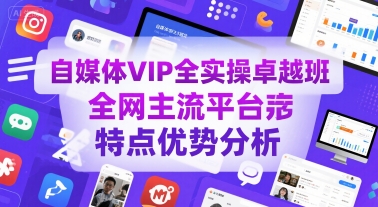 自媒体VIP全实操卓越班，全网主流平台特点优势分析-副业项目资源网