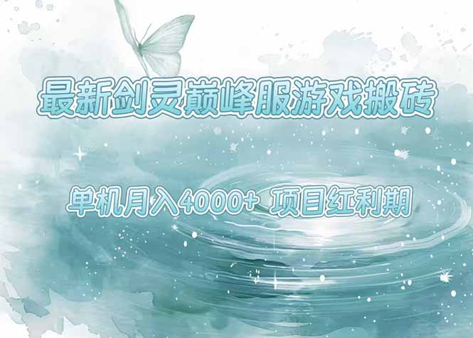 最新剑灵巅峰服游戏搬砖，项目红利期，单机稳定4000+操作简单好上手-副业项目资源网