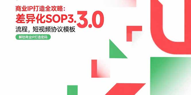 商业IP打造全攻略：差异化SOP3.0流程，短视频协议模板，婚恋项目实战案例-副业项目资源网