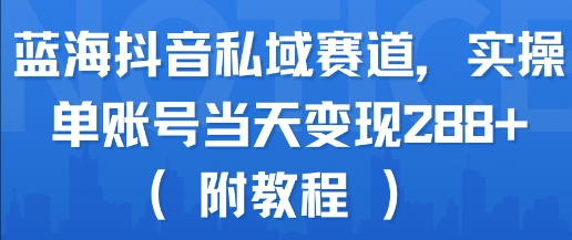 蓝海抖音私域赛道，实操单账号当天变现288+(附教程)-副业项目资源网