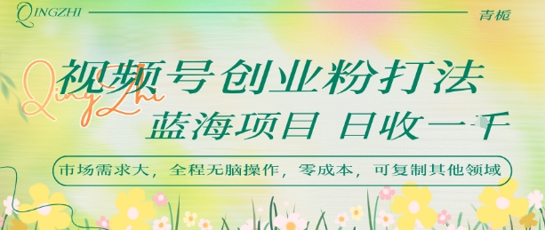 视频号创业粉打法，日入1k，蓝海项目，市场需求大，全程无脑操作，可复制-副业项目资源网