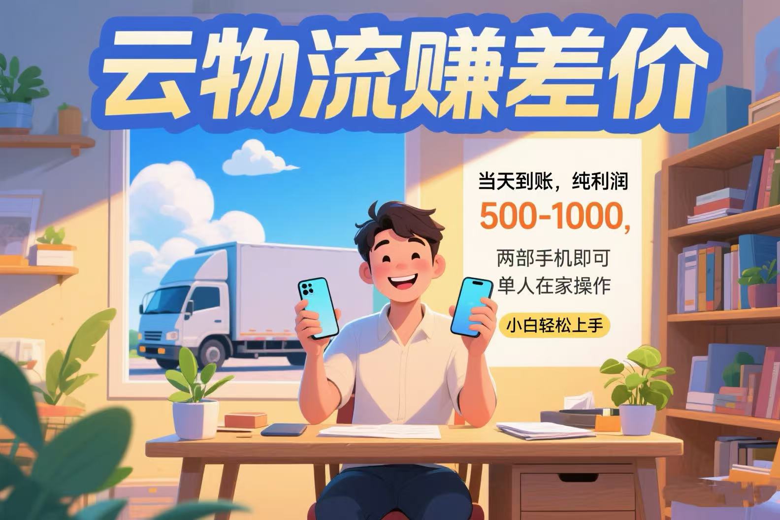 云物流赚差价 当天到账纯利润500-1000 两部手机即可 可单人在家操作 小…-副业项目资源网