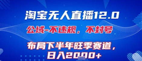 淘宝无人直播12.0，不封号，不违规，布局下半年旺季赛道，日入1k+(独家技术)【揭秘】-副业项目资源网