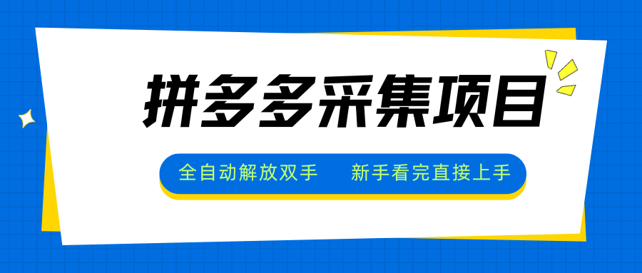 拼多多采集项目，全自动解放双手，单号日入30+-副业项目资源网
