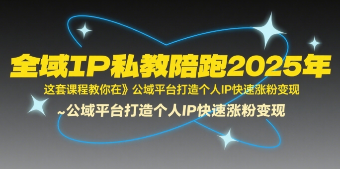 全域IP私教陪跑2025年，这套课程教你在​公域平台打造个人IP快速涨粉变现-副业项目资源网