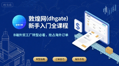 敦煌网(dhgate)新手入门全课程，B端外贸工厂转型必看，抢占海外订单-副业项目资源网