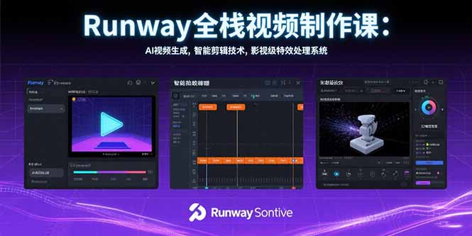 Runway全栈视频制作课：AI视频生成，智能剪辑技术，影视级特效处理系统-副业项目资源网