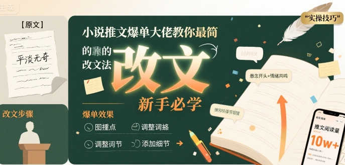 小说推文爆单大佬教你最简单的改文方法实操课，新手必学-副业项目资源网