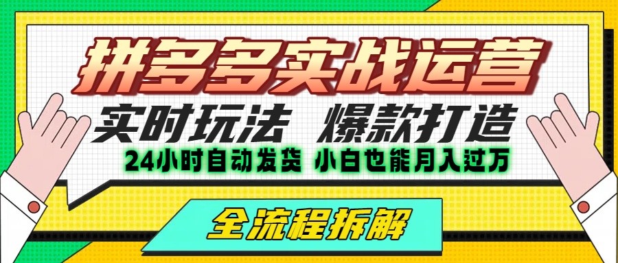拼多多最新实战运营高投产：长久稳定项目，单店利润一天三位数-副业项目资源网