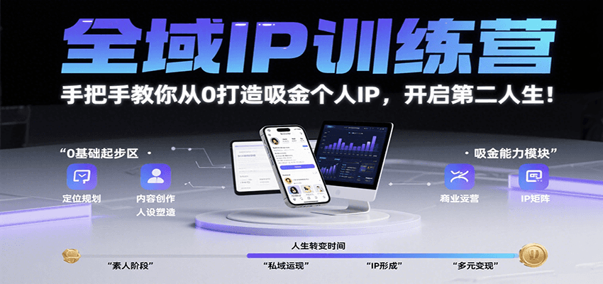 全域IP训练营，手把手教你从0打造吸金个人IP，开启第二人生！-副业项目资源网