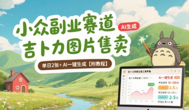 小众副业赛道 吉卜力图片售卖 单日2张+ AI一键生成【附教程】-副业项目资源网