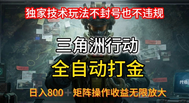 三角洲最新全自动G机，独家技术玩法，不封号也不违规， 日入8张+可矩阵操作，收益无限放大【揭秘】-副业项目资源网