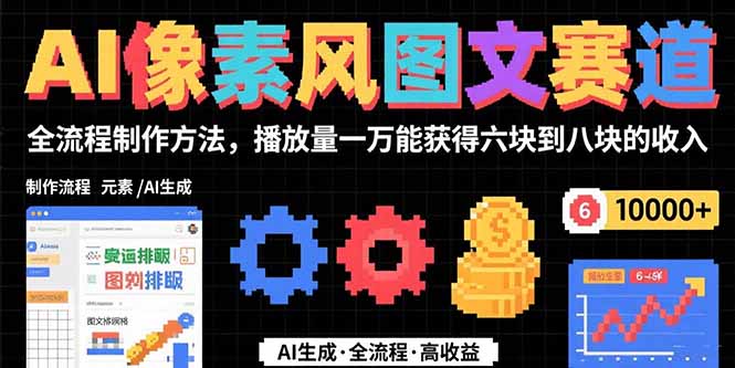 AI像素风图文赛道：全流程制作方法，播放量一万能获得6块到8块的收入-副业项目资源网
