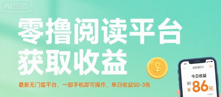 零撸阅读平台获取收益，最新无门槛平台，一部手机即可操作，单日收益50-3张【揭秘】-副业项目资源网
