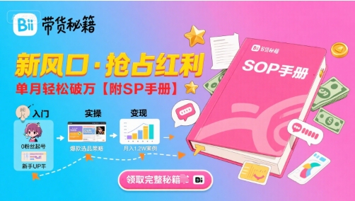 B站哔哩哔哩带货秘籍，新风口，抢占红利，单月轻松破万【附SOP手册】-副业项目资源网
