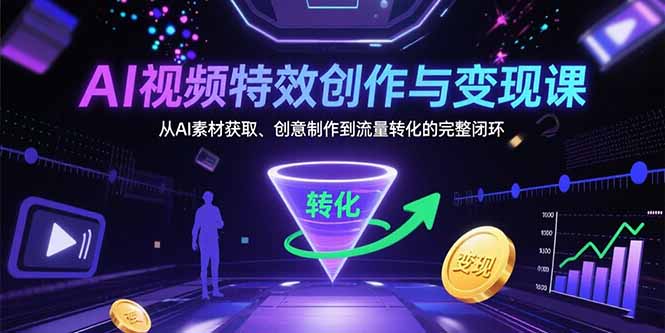 AI视频特效创作与变现课：从AI素材获取、创意制作到流量转化的完整闭环-副业项目资源网