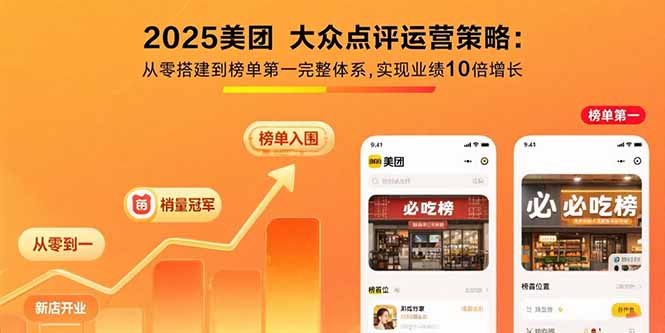 2025美团 大众点评运营策略:从零搭建到榜单第一完整体系,实现业绩10倍增长-副业项目资源网