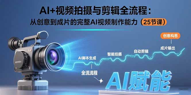 AI+视频拍摄与剪辑全流程：从创意到成片的完整AI视频制作能力(25节课-副业项目资源网