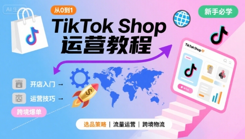 TikTok Shop从0到1运营教程，TikTok跨境电商新手必学课程-副业项目资源网