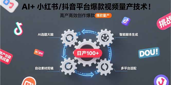 AI+小红书/抖音平台爆款视频量产技术：高产高效创作爆款视频！-副业项目资源网
