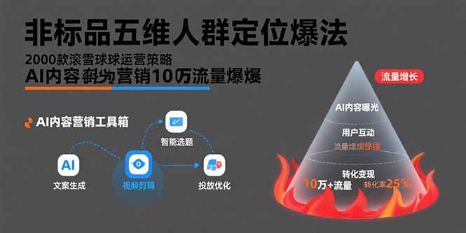 非标品五维人群定位法，2000款滚雪球运营策略，AI内容营销10万流量引爆-副业项目资源网