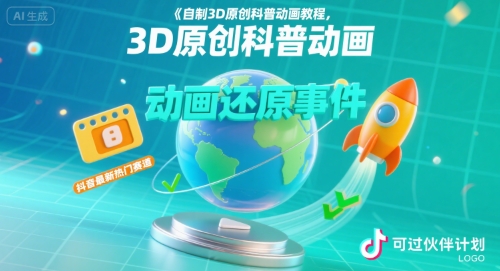 自制3D原创科普动画教程，动画还原事件，抖音最新热门赛道，可过伙伴计划-副业项目资源网