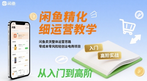 闲鱼精细化运营入门+高阶实战教学，闲鱼卖货整体运营思路，零成本零风险轻创业电商项目-副业项目资源网