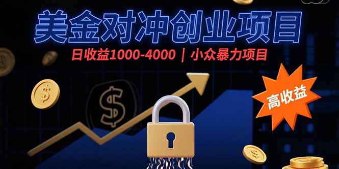 美金对冲创业项目，日收益1000-4000，小众暴力项目-副业项目资源网