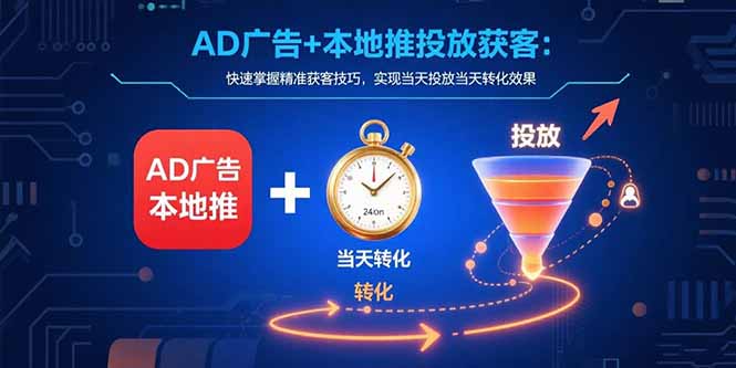 AD广告+本地推投放获客：快速掌握精准获客技巧，实现当天投放当天转化效果-副业项目资源网